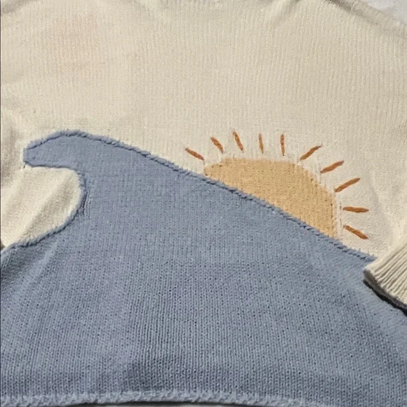 Vintage Havana beach sweater oversized slouchy embroidered waves sunset - Picture 11 of 11